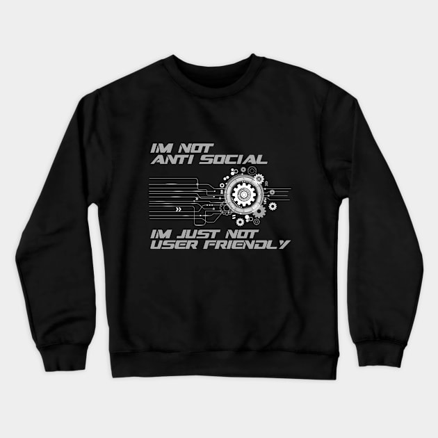 Anti Social User Coding Cogwheel Computing Programmer Crewneck Sweatshirt by Mellowdellow